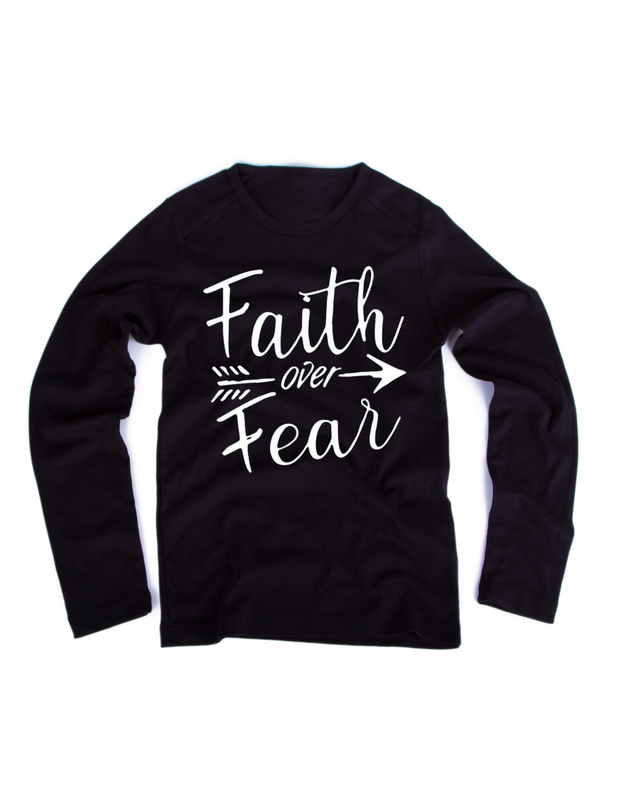 Faith Over Fear Plain Unisex Long Sleeve Christian T-Shirt
